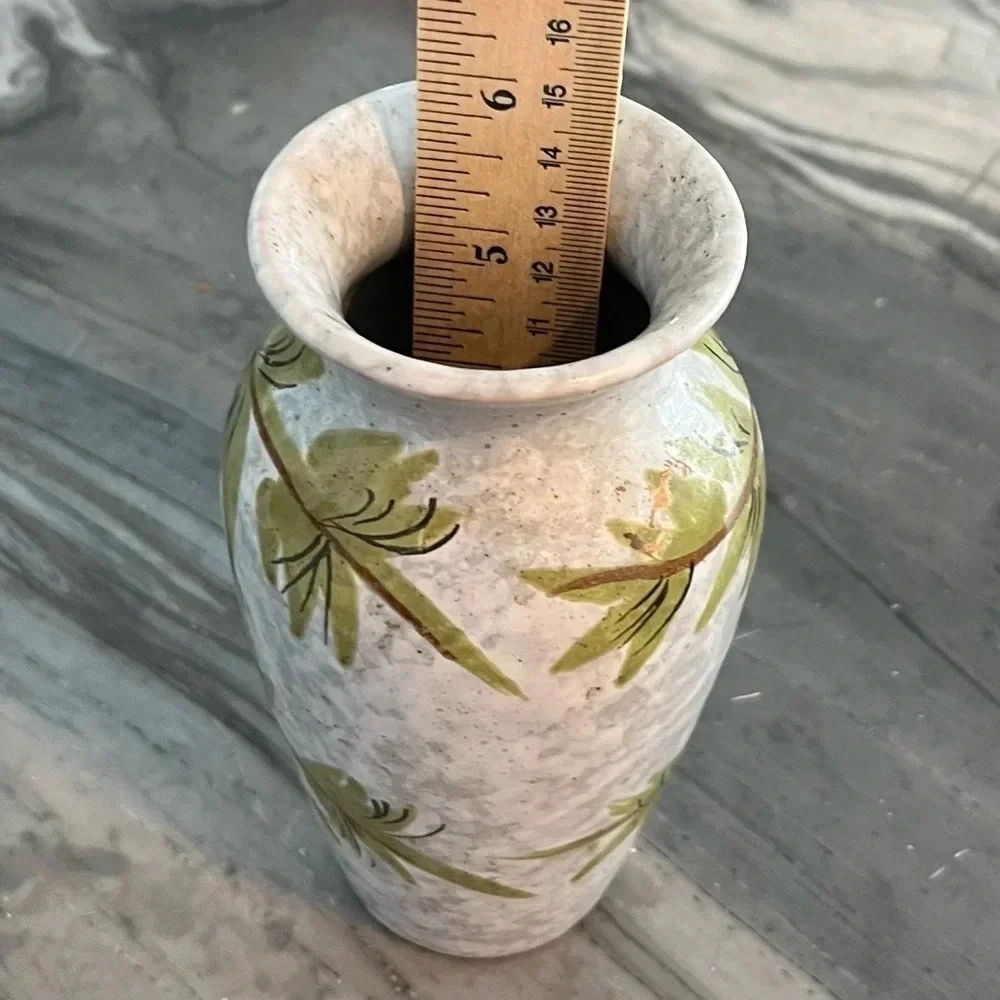 Hand Painted Italian Vase Pineapples Enamel Glaze 6”
